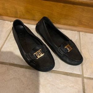 Tory Burch Black leather driving loafers